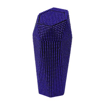 Unique Bargains Auto Car Trash Can Durable Front Seats Trash Bin Blue 1 Pc 3.5" Length 3.1" Width 7.9" Height ABS Rhinestone