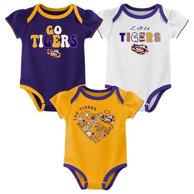 NCAA LSU Tigers Infant Girls' 3pk Bodysuit