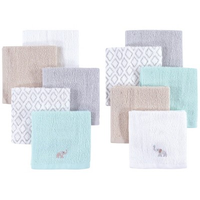 Hudson Baby Infant Unisex Super Soft Cotton Washcloths, Elephants, One Size
