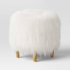Holley Mongolian Fur/Wood Ottoman Cream - Threshold™: Padded, No Assembly, Plywood Frame - 2 of 4