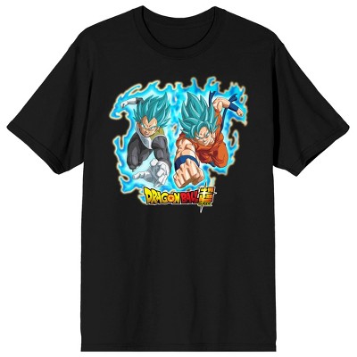 Dragon Ball Super Super Saiyan Goku & Vegeta Action Pose Men's Black Crew Neck Short Sleeve T-shirt
