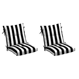ARDEN Plush Modern Tufted Polyfill Dining Chair Cushion, Set of 2, 21 x 40, Water repellent, Fade Resistant 21 x 40, Black Cabana Stripe - 1 of 4