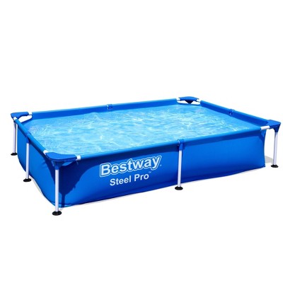 Bestway Steel ProRectangular Metal Frame Above Ground Outdoor Backyard Swimming Pool