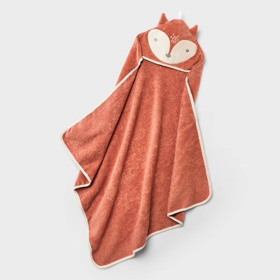 Baby Hooded Towel - Cloud Island™ Brown: Cotton Terry, Fox Animal Pattern, 30"x30", Machine Washable