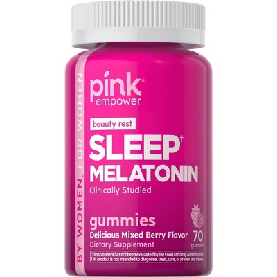 Pink Vitamins Beauty Rest Melatonin Vegan Gummies - Natural Berry - 70ct