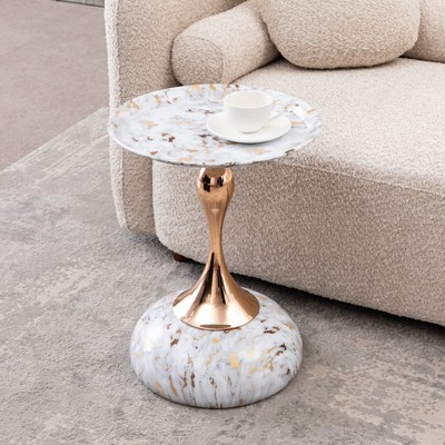 MAYEERTY Mermaid Tail End Table Modern Metal Round Side Table, Minimalist Table for Small Spaces, Living Room