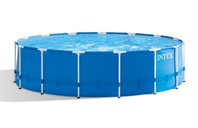 Intex 15ft X 48in Metal Frame Pool Set with Filter Pump, Ladder, Ground Cloth & Pool Cover