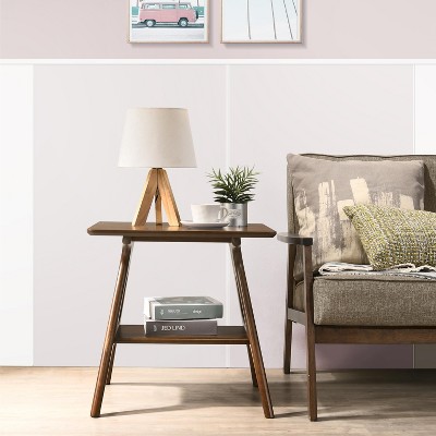 VYNXARIA Mid-Century Modern Wood End Table with Shelf - Stylish Design and Functional Storage for Living Room and More
