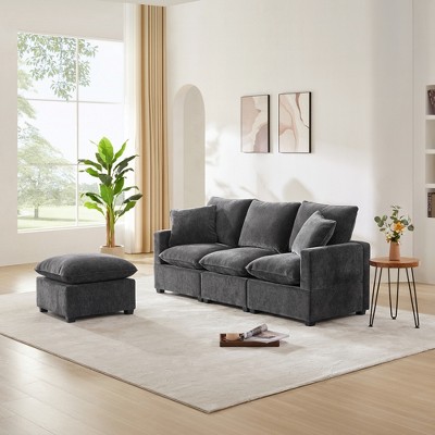 7/6/5/4 Seat Upholstered Sectional Sofa Couch, Modular Sofa with 2 Pillows 4M -ModernLuxe