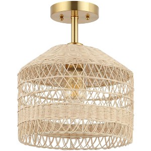 Noyuna 12" Flush Mount - FLU4107 - Light Natural/Gold - Safavieh - 1 of 4