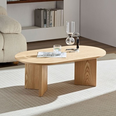NicBex Mdern Oval Coffee Table for Living Room,Small End Table with Sturdy Pedestal,Living Room Furniture
