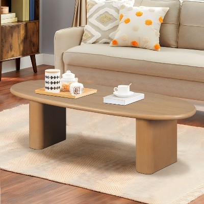 CAVINAS Coffee Table with Tapered Tabletop and Rounded Edges,Wood Center Table Coffee Tables for Living Room
