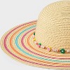 Girls' Paper Straw with Fruit Beads Floppy Sun Hat - Cat & Jack™️: UPF 50+, Lightweight, Multi-Stripe Pattern - 3 of 3