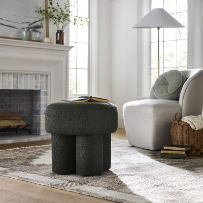 Boucle Fully Upholstered Accent Ottoman Stool - Threshold™