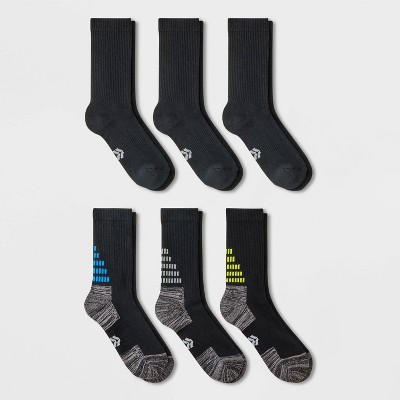 Boys' 6pk Crew Socks - All In Motion™ Black