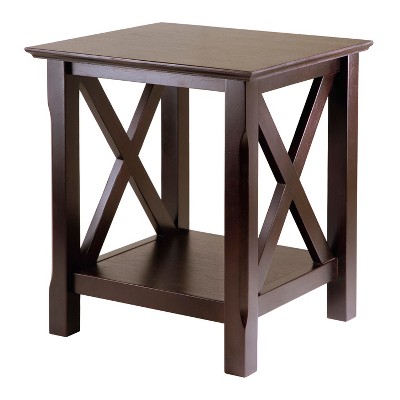 Winsome Xola End Table Cappuccino: Hardwood Construction, Fixed Shelf, Satin Finish, Living Room Furniture