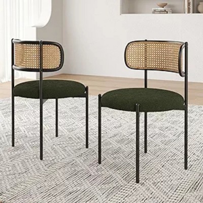 FONTOI Accent Chairs, Contemporary Hardback Chairs with Plush Seat Cushions, Compact Sets for Living Room Bedroom, 2PCS, Green, 19.7"*16.5"*29.9"