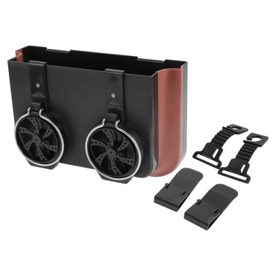 Unique Bargains Car Trash Can With Cup Holder Foldable Portable Trash Bin Black 1 Pc
