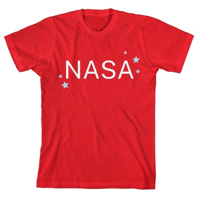 NASA Star Text Crew Neck Short Sleeve Red Youth Girl's T-shirt