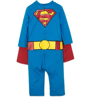 Warner Bros. Justice League Batman Superman Lightweight Breathable Baby Zip Up Costume Coverall with Cape Toddler