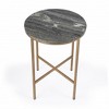 HomeRoots 23" Brass And Gray Marble Round End Table - 3 of 4