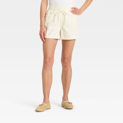 Women's High-Rise Drawstring Denim Beach Shorts - Universal Thread™
