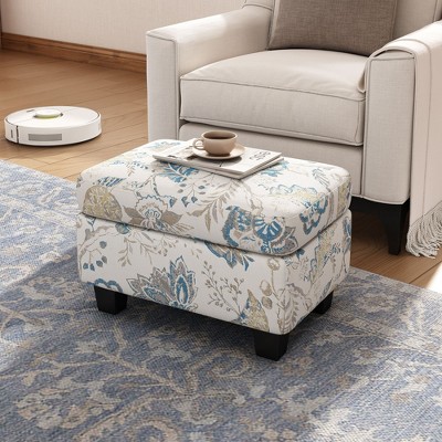 CAVINAS Ottoman Foot Rest, Ottoman Bed with Cushions, Birch Legs Footrest Ottoman for Bedroom, Living Room