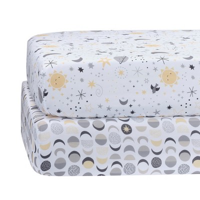 Bedtime Originals Celestial Moon/Stars 2-Pack Fitted Crib/Toddler Sheet Set