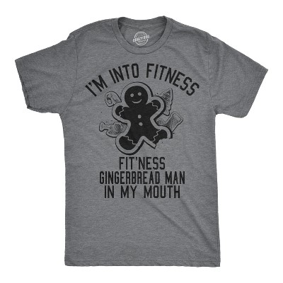 Mens Fitness Gingerbread In My Mouth T shirt Funny Christmas Gift Tee For Guys - Crazy Dog Men's T Shirt