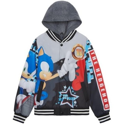 Sonic The Hedgehog Little/Big Boys' Snap Button Varsity Bomber Jackets