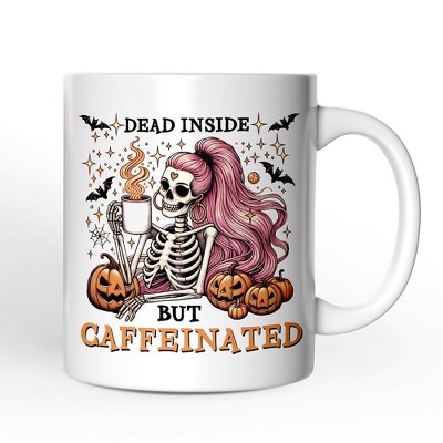 Funny Girl Caffeinated Skeleton, Halloween Mug For Women (Non-Custom Only)| OrnamentallyYou