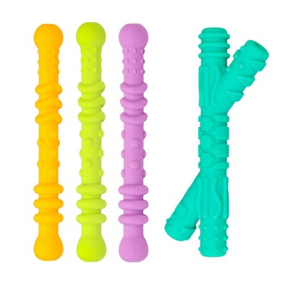 Re-Play Assorted Teether Straws with Cleaning brush - 4pk