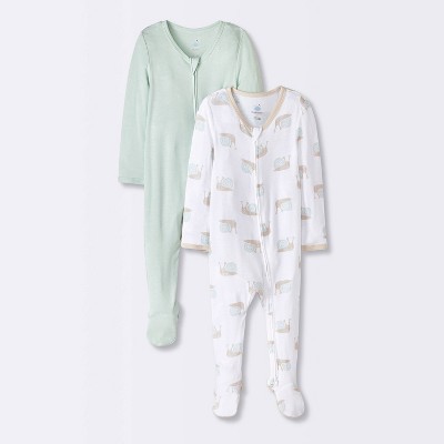 Baby 2pk Snails So Very Soft Modal Blend Sleep N' Play - Cloud Island™ Mint Green