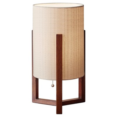 17" Quinn Table Lantern Brown - Adesso: Walnut Finish, Linen Shade, ETL Listed