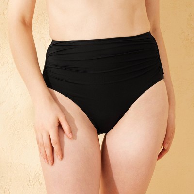 Women's Shirred High Waist Full Coverage Bikini Bottom - Shade & Shore™