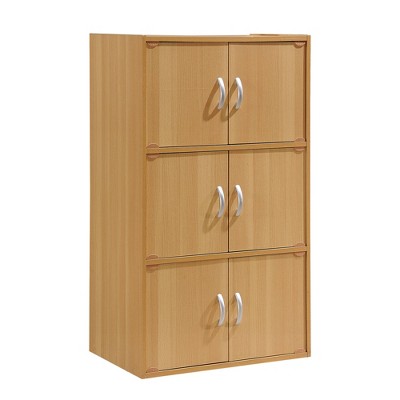 Hodedah HID33 Heavy Duty 6 Door 3 Shelf Floor Mount Enclosed Multipurpose Storage Bookcase Cabinet for Home and Office
