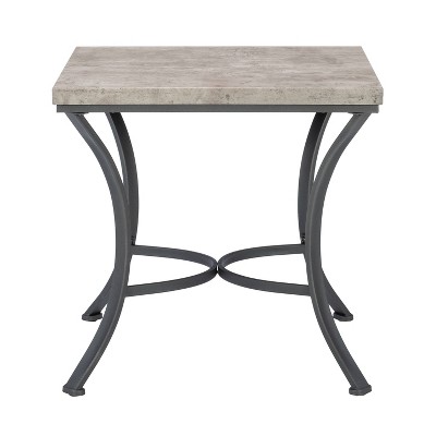 Talley Metal and Faux Concrete Top 3pc Coffee and Side Table Set Coal Finished - Powell: Industrial Living Room Furniture Set
