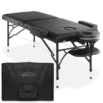 Saloniture Professional Portable Lightweight Bi-Fold Massage Table with Aluminum Legs