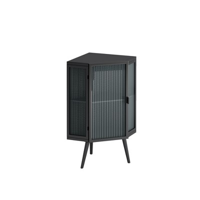 Dexmalle 22inch Floor Coner Cabinet with Tempered Glass Door