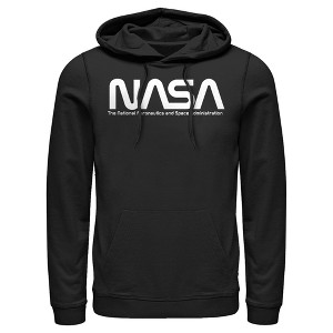 Men's NASA Text Simple Logo Pull Over Hoodie - 1 of 3