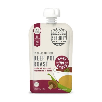 Serenity Kids Grass Fed Beef Pot Roast with Organic Vegetables, Herbs & Bone Broth Baby Food Pouch - 3.5oz