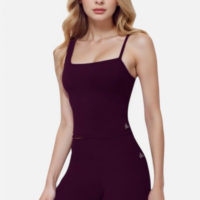 Anna-Kaci Active Women's Fitted Square Neck Tank Top with Spaghetti Straps