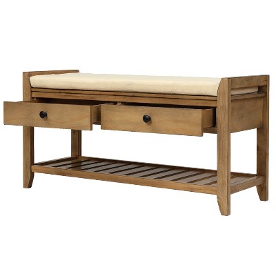 Entryway Storage Bench with Cushioned Seat, Shoe Rack and Drawers-ModernLuxe