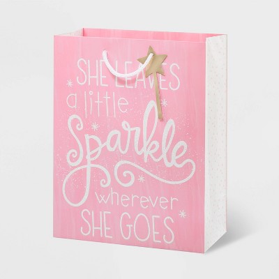Pink Medium Gift Bag - Spritz™: Birthday Princess Shapes, 12.75" x 10" x 5", Paper, No Choking Hazard