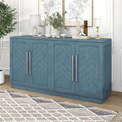 SAINTCY Storage Buffet Cabinet - Sideboard with Adjustable Shelves & Silver Handles, Multi-Functional Cabinet for Dining Room, Kitchen & Living Room