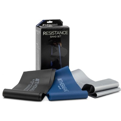 THERABAND Resistance Bands Set, Advanced, Blue/Black/Silver, 3 Pack, Non-Latex, Strength Training