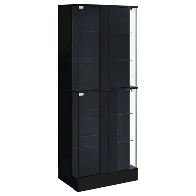Coaster Cabra Modern Wood Curio Cabinet with Glass Shelves and LED Lighting