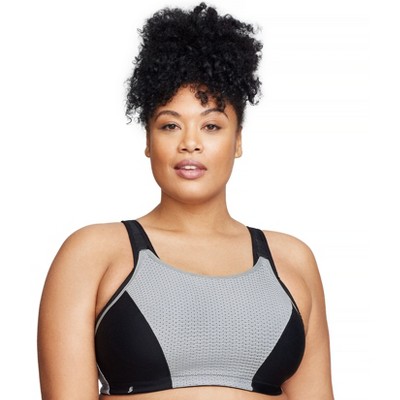 Glamorise Womens Custom Control Sports Wirefree Bra 1166 Black/Grey