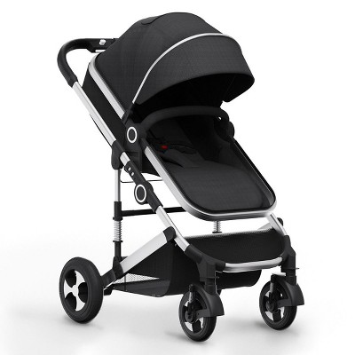 Kinder King Cozi 2 Convertible Baby Stroller, Folding High Landscape Infant Carriage, Adjustable Canopy, Diaper Bag, Anti-Shock