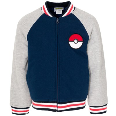 Pokemon French Terry Zip Up Varsity Bomber Jacket Little Kid to Big Kid